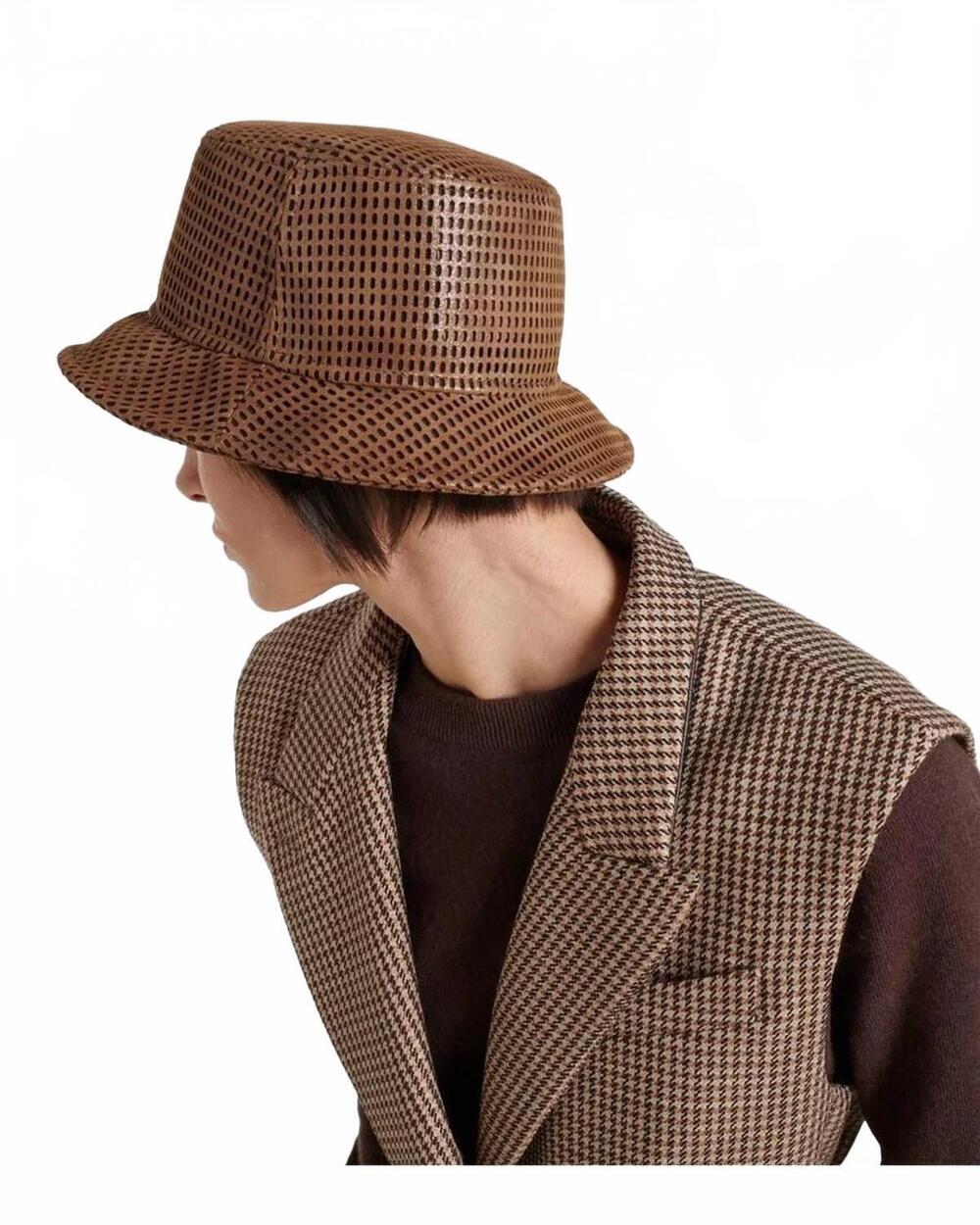 NEW BRUNELLO CUCINELLI women's suede bucket hat in brown